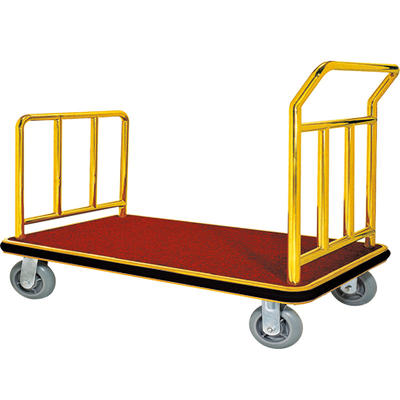 Hotel golden lobby luggage trolley luggage cart hand truck