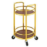 Four wheels 2-layer round wine cart liquor trolley