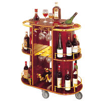Hotel 3 tier wooden wine trolley liquor service trolley