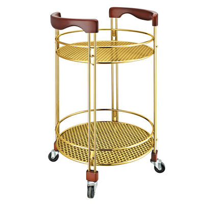 Hotel 2 layers round wine service trolley cart liquor trolley