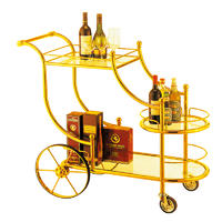 Hotel 3 tier golden wine cart trolley liquor trolley