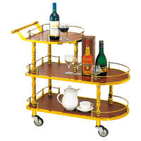 Hotel 3 tier golden titanium wine trolley liquor trolley