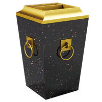 Four golden rings marble standing trash ash tray bin rubbish bin waste bin